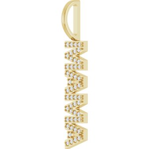10K Yellow Gold .80 mm Round Accented Mama Charm/Pendant Mounting – image 3