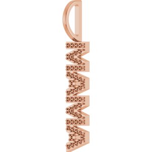 10K Rose Gold .80 mm Round Accented Mama Charm/Pendant Mounting – image 4