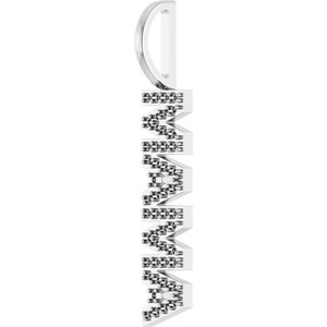 18K Palladium White Gold .80 mm Round Accented Mama Charm/Pendant Mounting – image 4