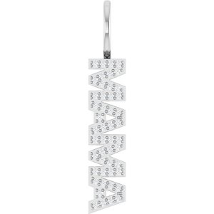 18K X1 White Gold .80 mm Round Accented Mama Charm/Pendant Mounting