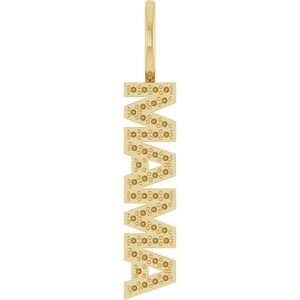 10K Yellow Gold .80 mm Round Accented Mama Charm/Pendant Mounting – image 2