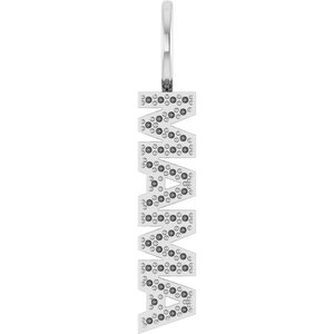 10K White Gold .80 mm Round Accented Mama Charm/Pendant Mounting – image 2