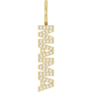 10K Yellow Gold .80 mm Round Accented Mama Charm/Pendant Mounting
