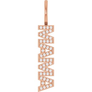 10K Rose Gold .80 mm Round Accented Mama Charm/Pendant Mounting