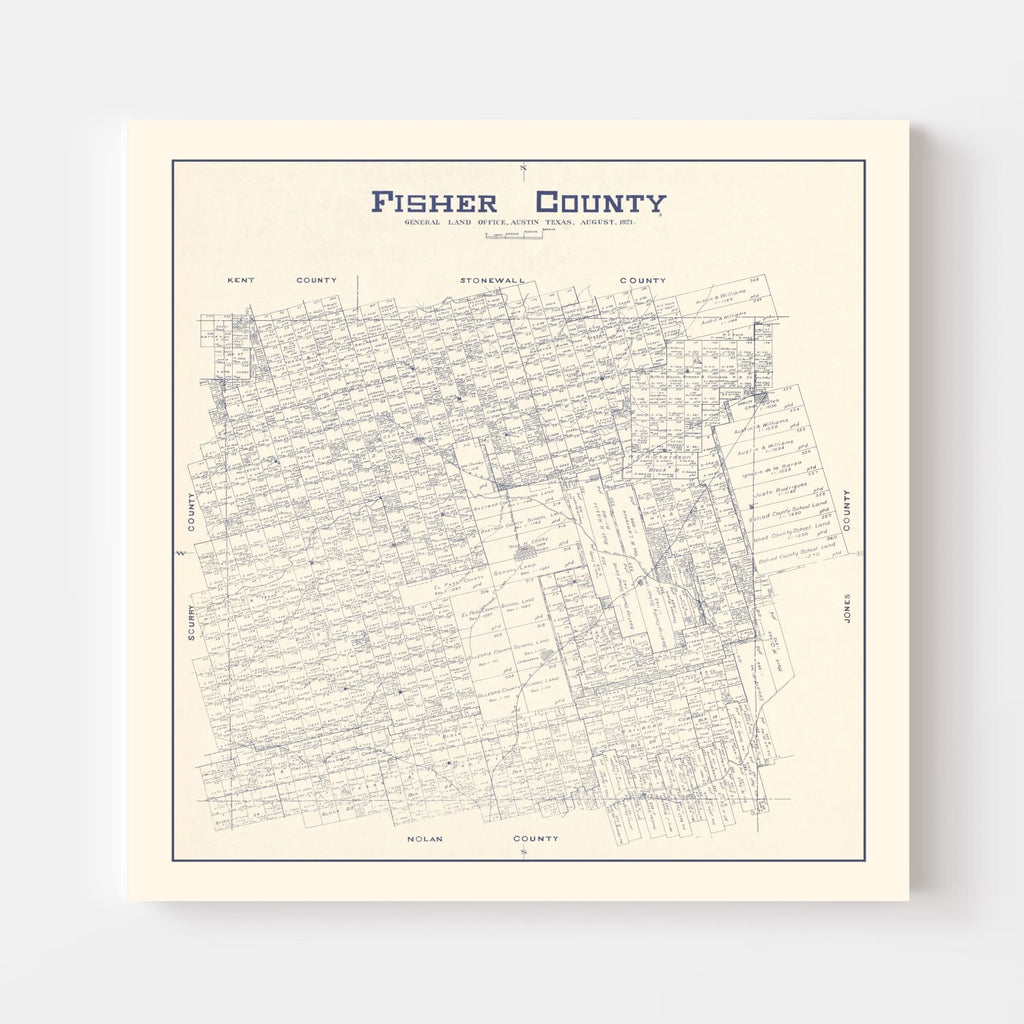 Vintage Map of Fisher County, Texas 1921