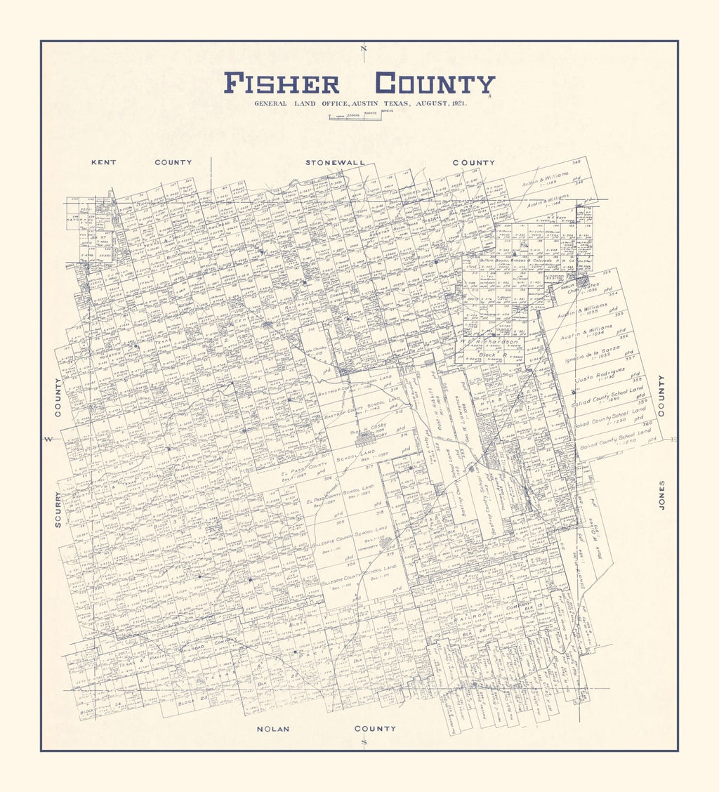 Vintage Map of Fisher County, Texas 1921