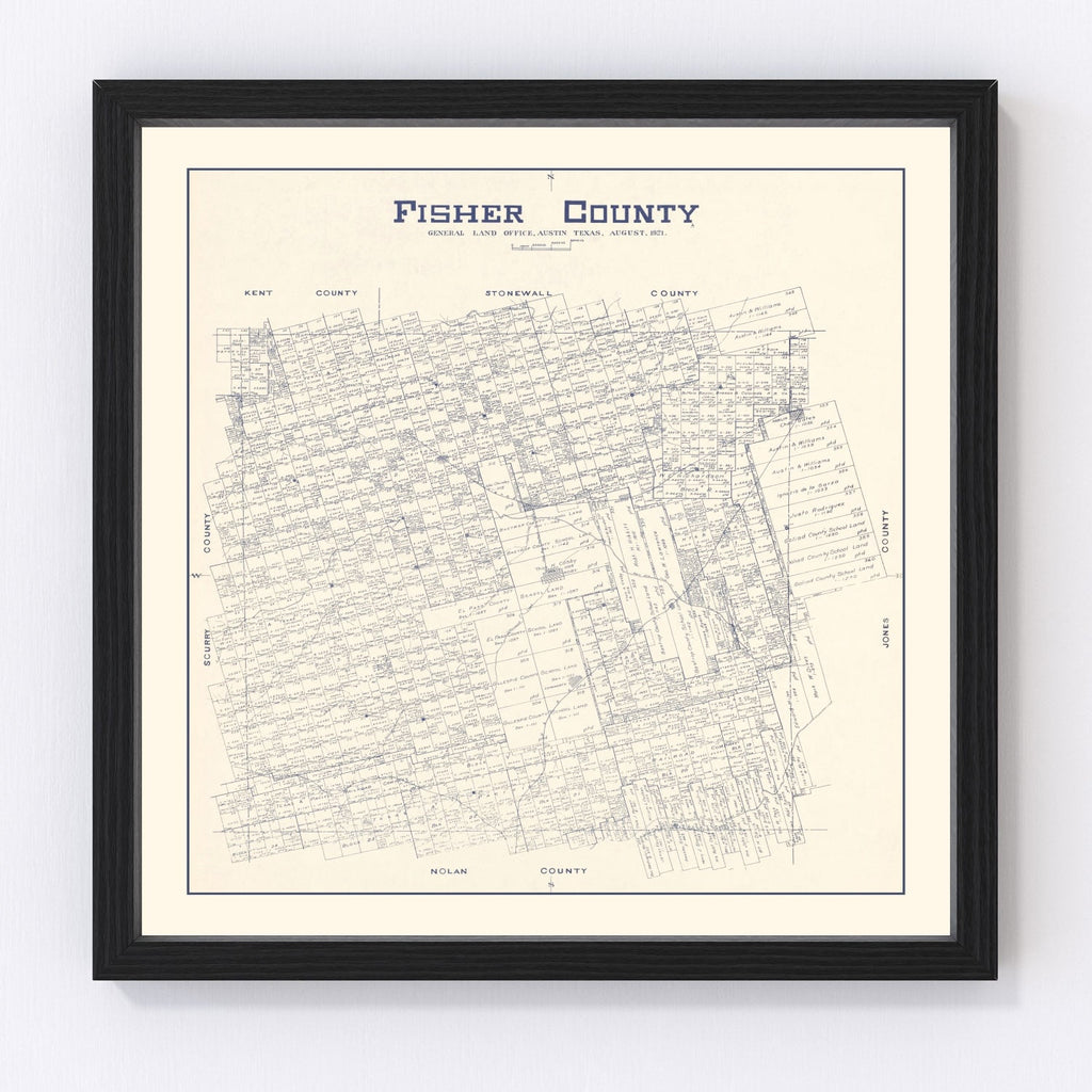 Vintage Map of Fisher County, Texas 1921