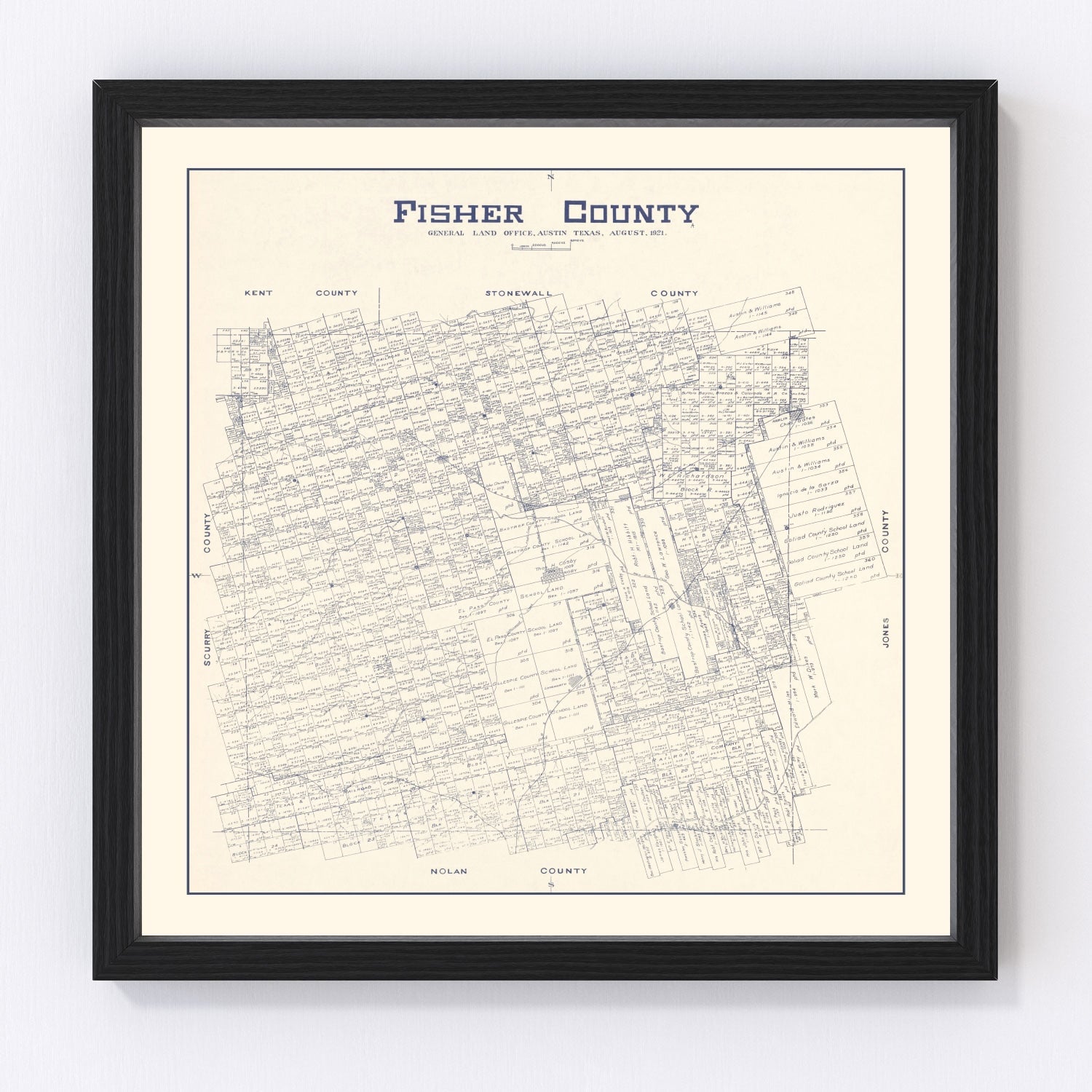 Vintage Map of Fisher County, Texas 1921