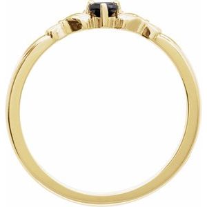 14K Yellow Gold Natural Black Onyx Claddagh Ring