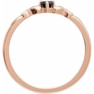 14K Rose Gold Natural Black Onyx Claddagh Ring