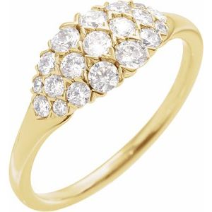 14K Yellow Gold 1/2 CTW Natural Diamond Cluster Ring