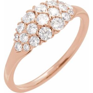 14K Rose Gold 1/2 CTW Natural Diamond Cluster Ring