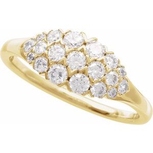 14K Yellow Gold 1/2 CTW Natural Diamond Cluster Ring