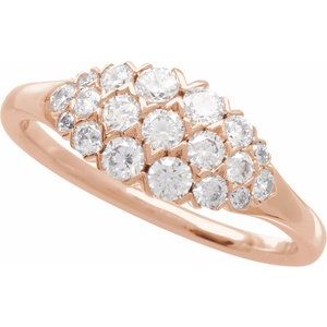 14K Rose Gold 1/2 CTW Natural Diamond Cluster Ring