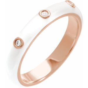 14K Rose Gold .05 CTW Natural Diamond & White Enamel Ring