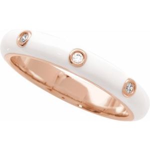 14K Rose Gold .05 CTW Natural Diamond & White Enamel Ring
