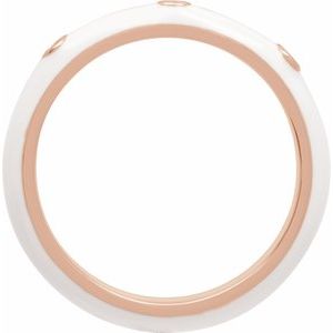 14K Rose Gold .05 CTW Natural Diamond & White Enamel Ring