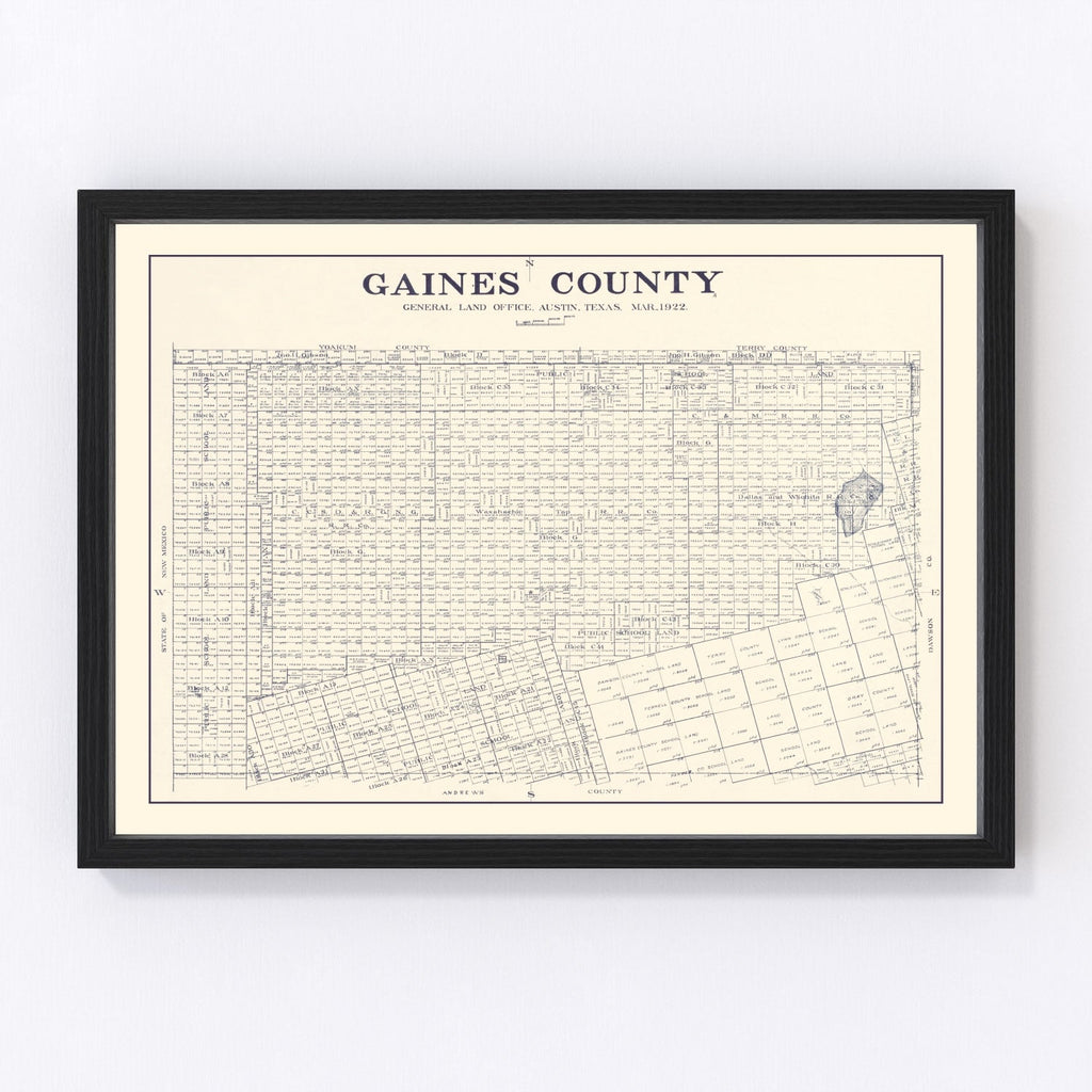 Vintage Map of Gaines County, Texas 1922