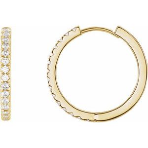 14K Yellow Gold 3/8 CTW Lab-Grown Diamond 17.4 mm Hoop Earrings