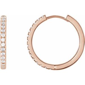 14K Rose Gold 3/8 CTW Lab-Grown Diamond 17.4 mm Hoop Earrings