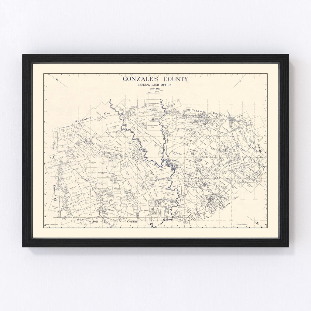 Vintage Map of Gonzales County, Texas 1920