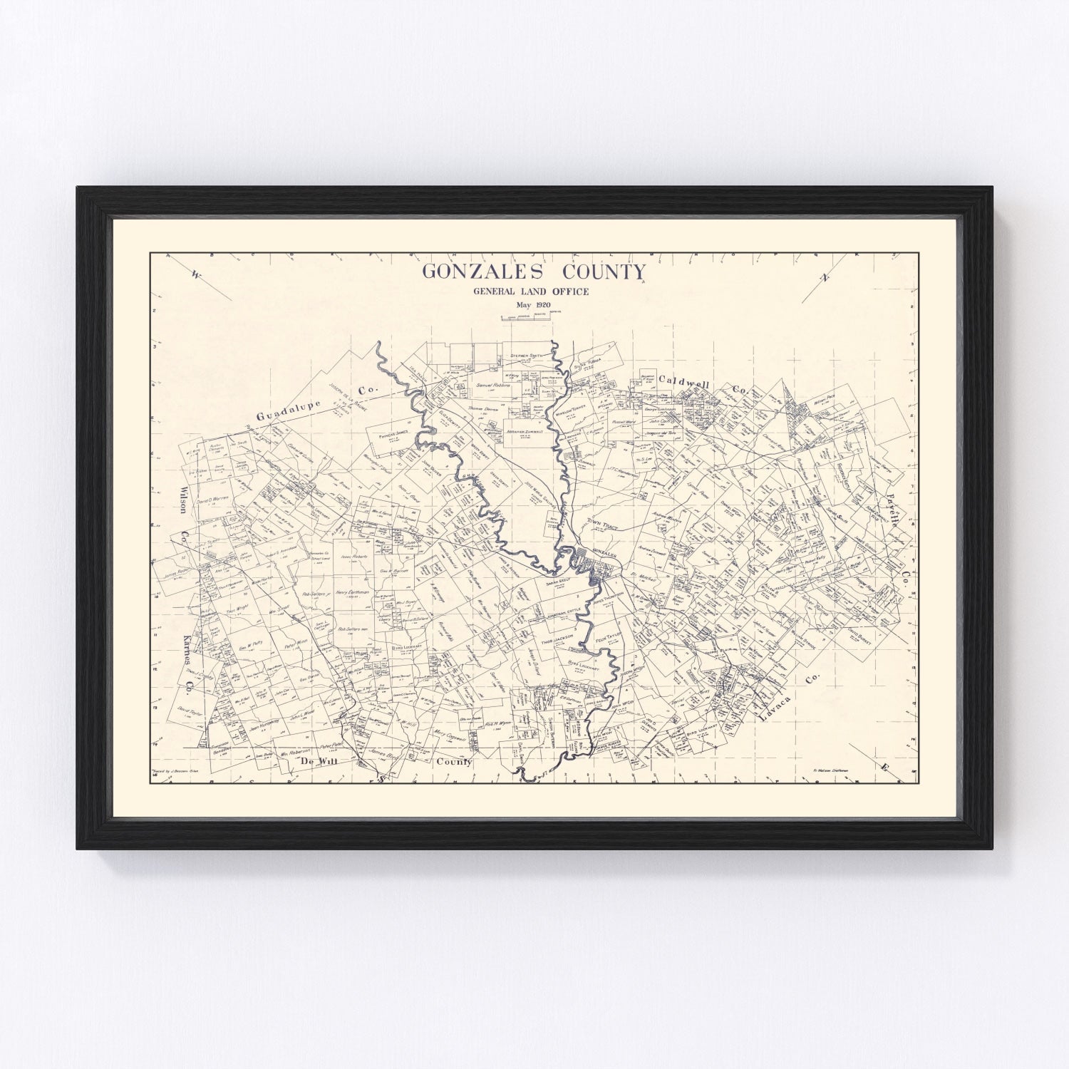 Vintage Map of Gonzales County, Texas 1920
