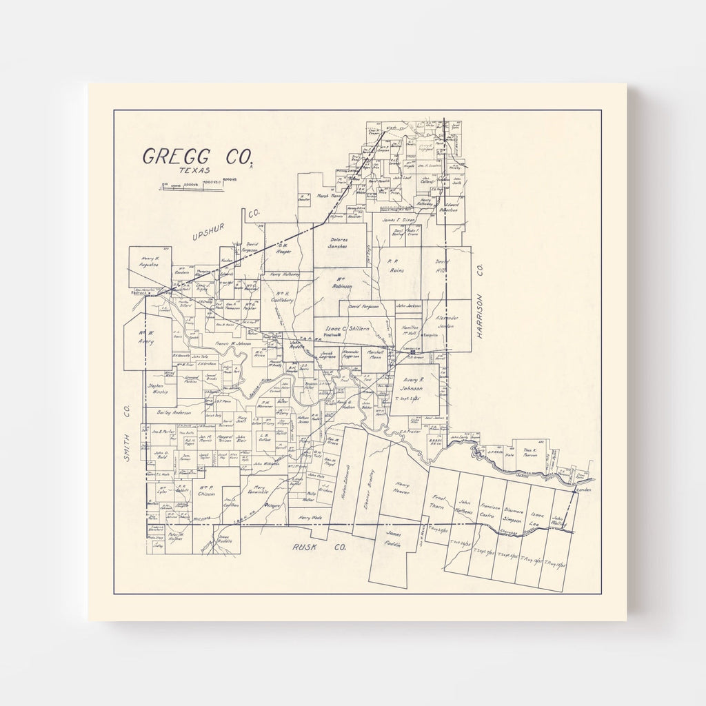 Vintage Map of Gregg County, Texas 1927