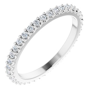 14K White 1/3 CTW Natural Diamond Eternity Band Size 4.5