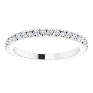 14K White 1/3 CTW Natural Diamond Eternity Band Size 4.5