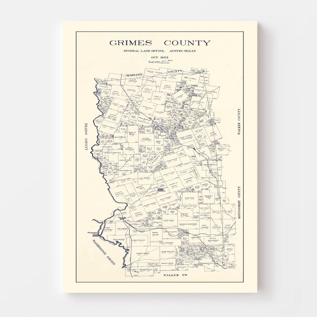 Vintage Map of Grimes County, Texas 1922