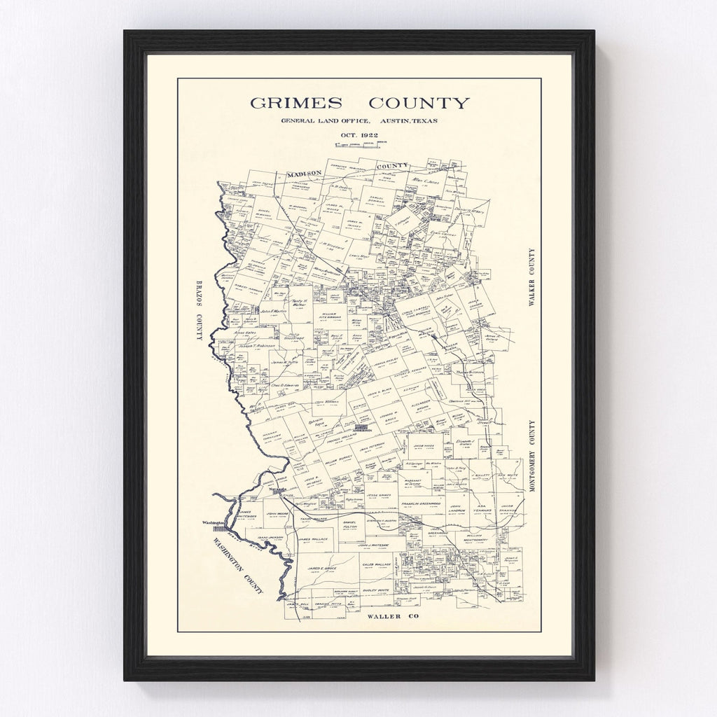 Vintage Map of Grimes County, Texas 1922