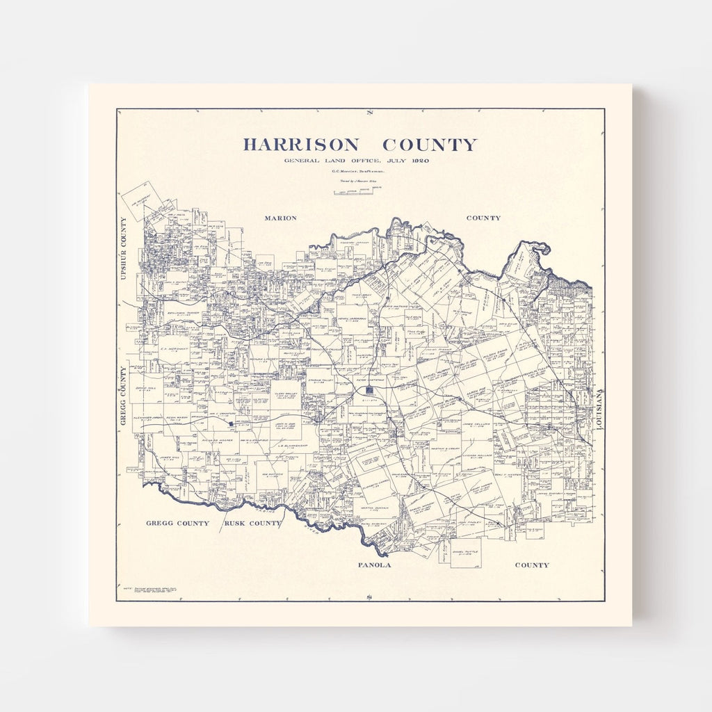 Vintage Map of Harrison County, Texas 1920