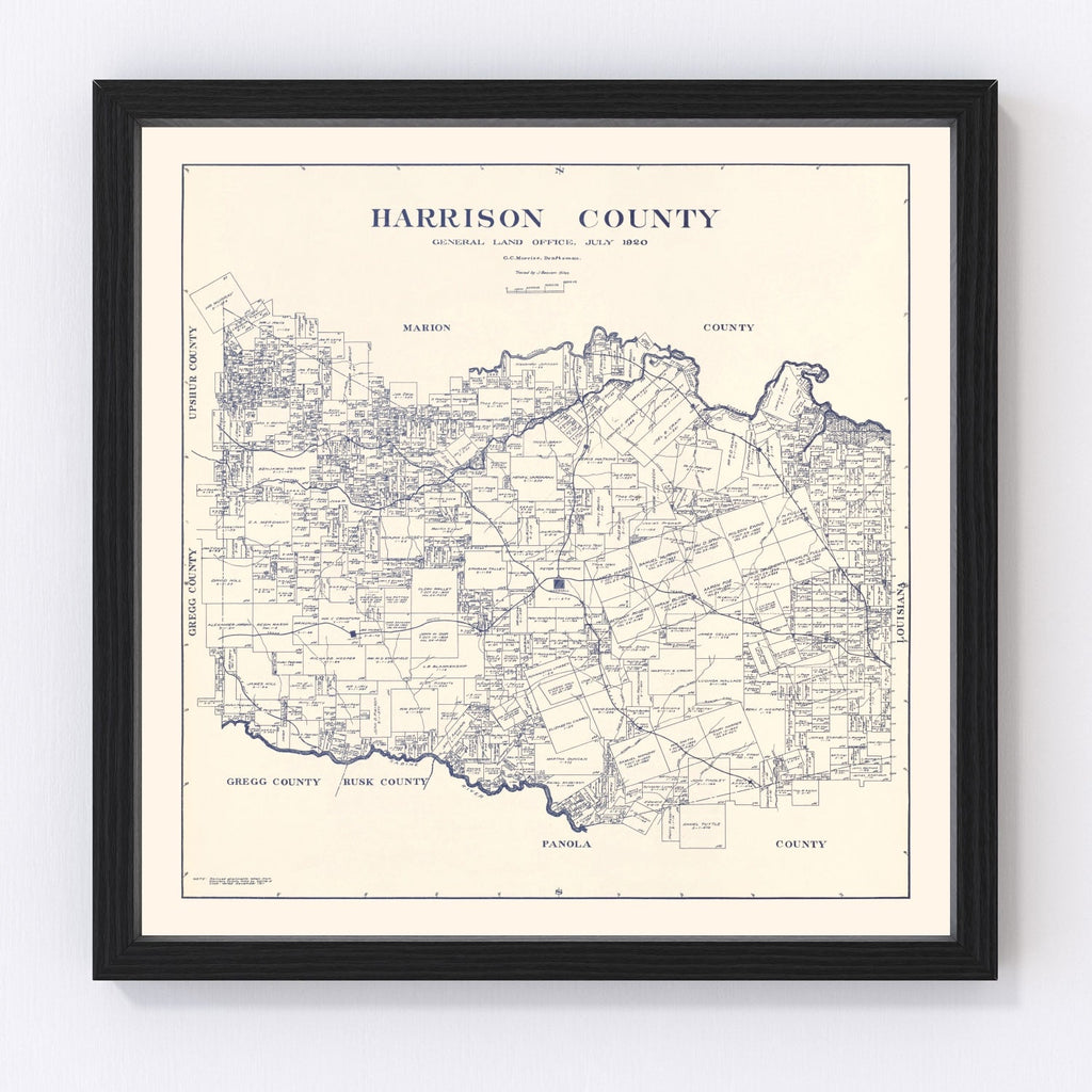 Vintage Map of Harrison County, Texas 1920