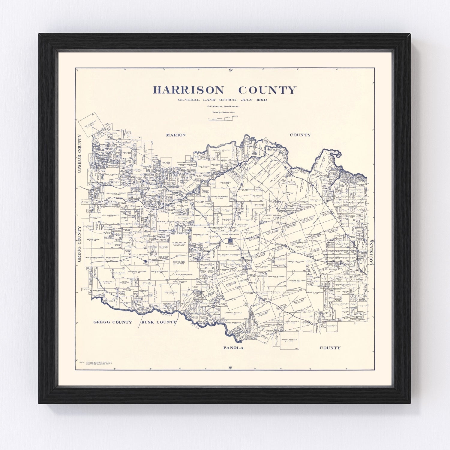 Vintage Map of Harrison County, Texas 1920