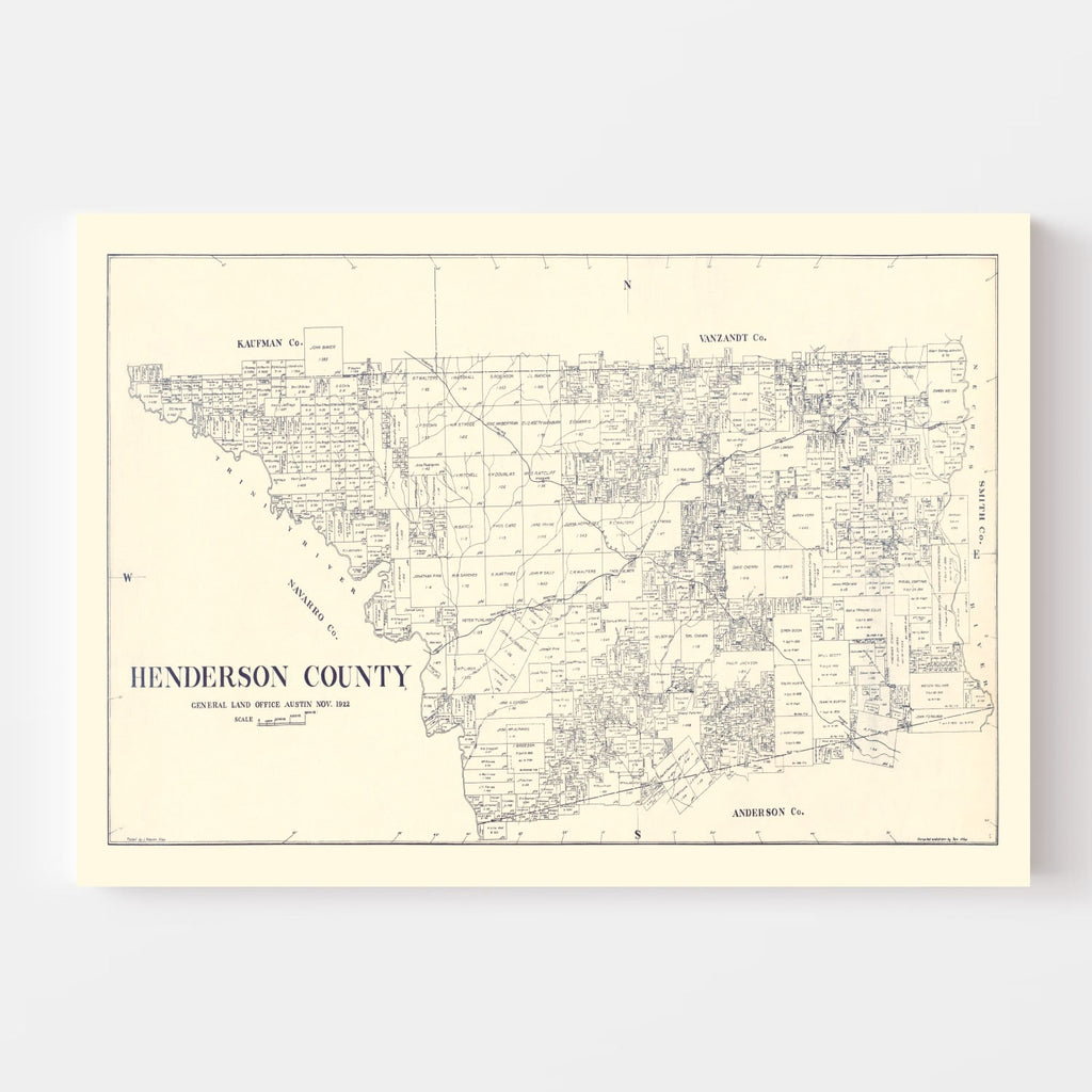 Vintage Map of Henderson County, Texas 1922