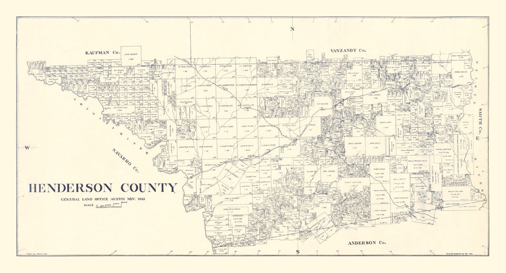 Vintage Map of Henderson County, Texas 1922