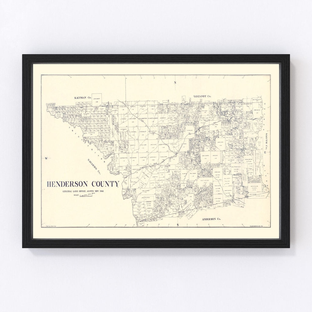 Vintage Map of Henderson County, Texas 1922