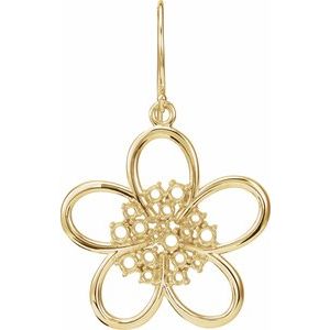14K Yellow Gold Flower Earring Mounting