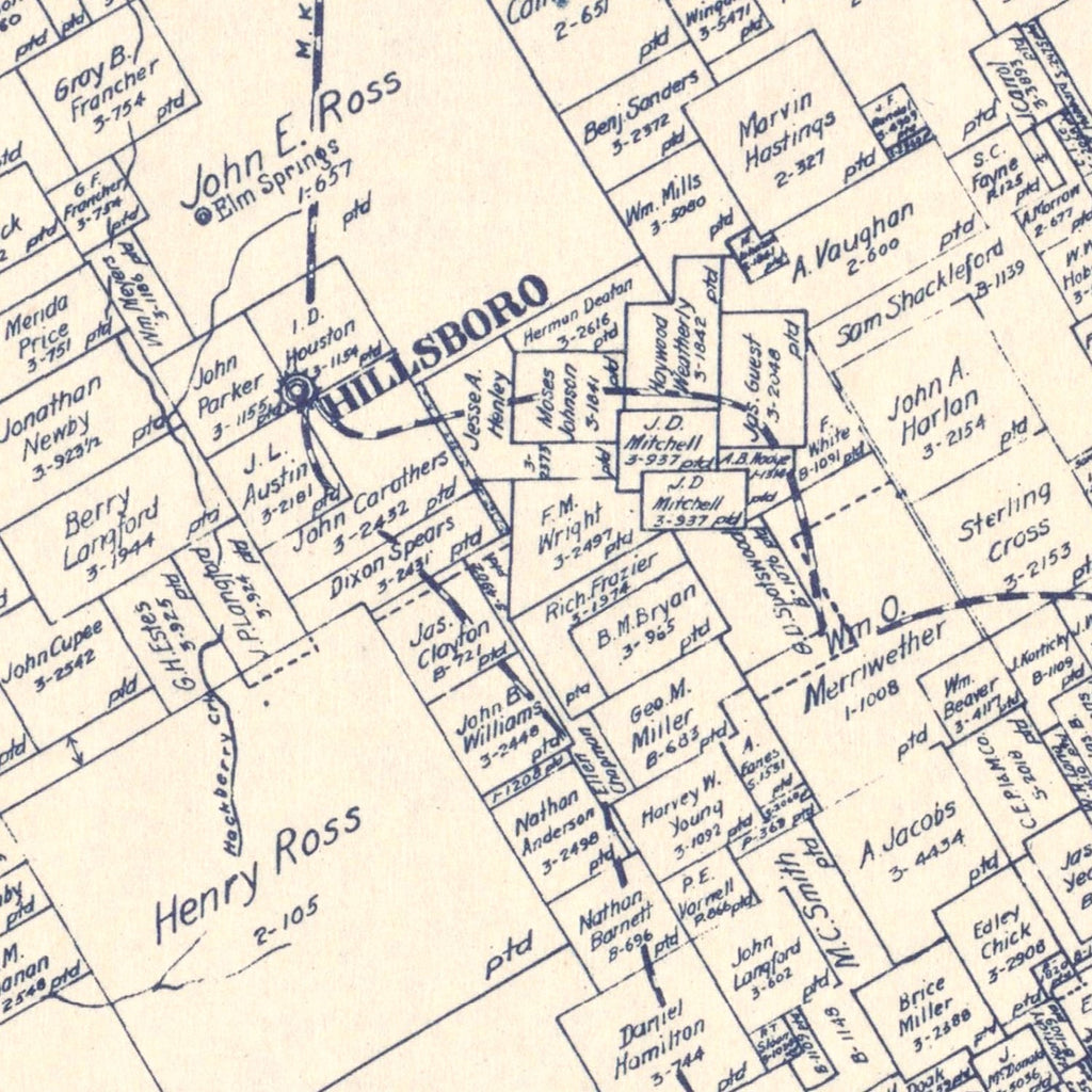 Vintage Map of Hill County, Texas 1922
