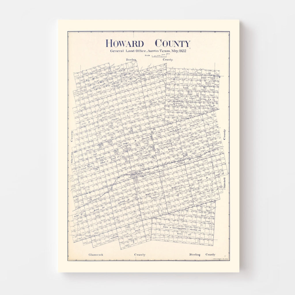 Vintage Map of Howard County, Texas 1922