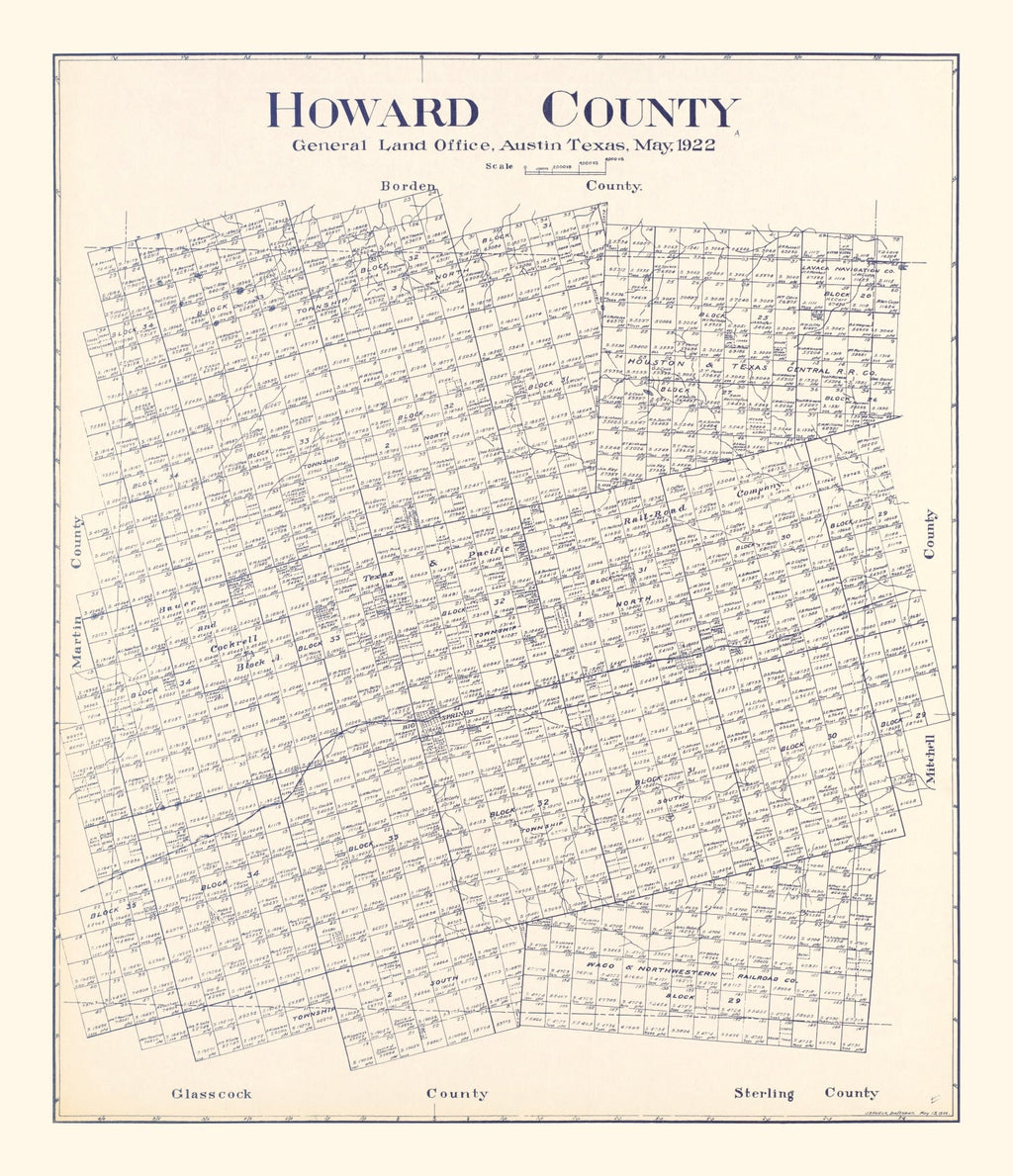 Vintage Map of Howard County, Texas 1922