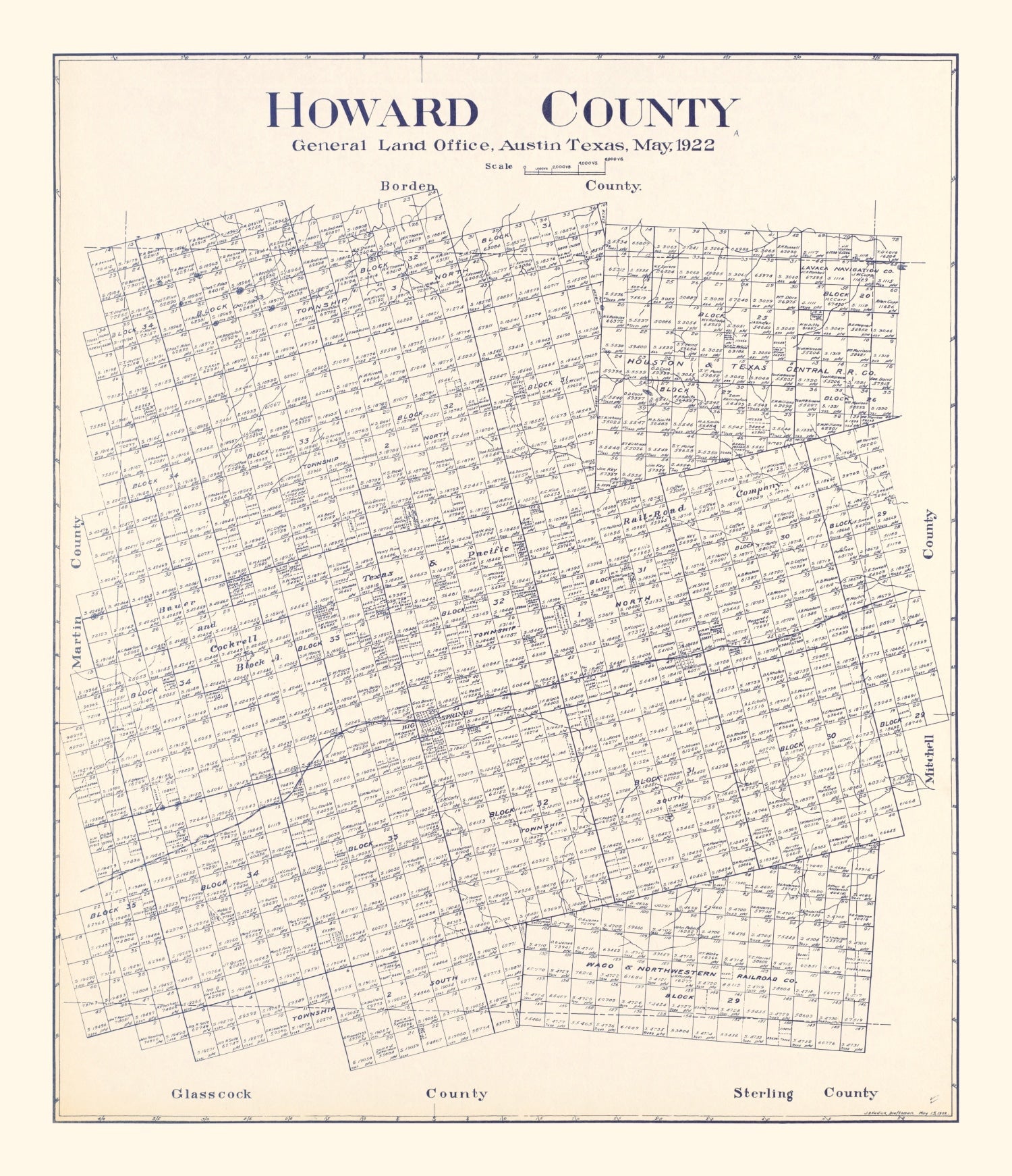 Vintage Map of Howard County, Texas 1922