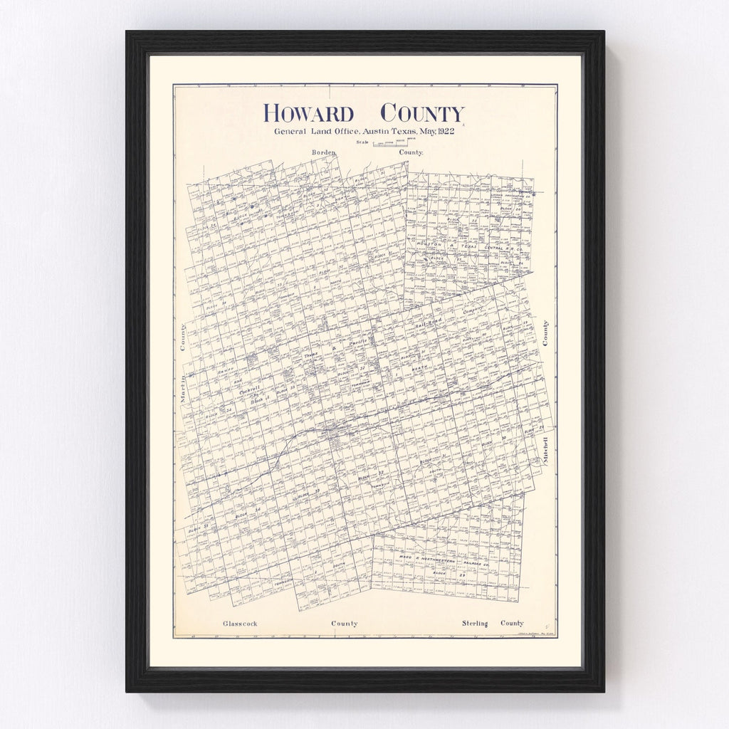 Vintage Map of Howard County, Texas 1922