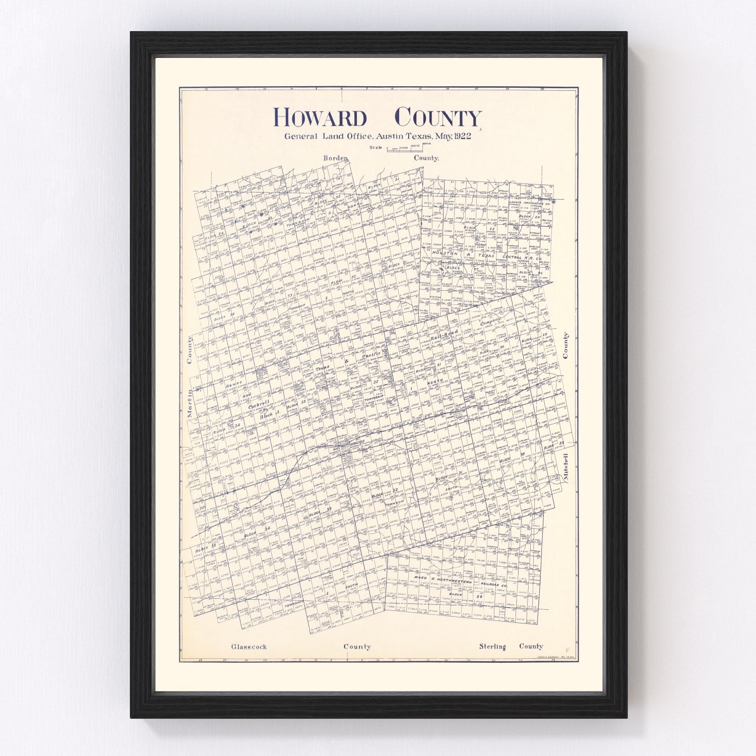 Vintage Map of Howard County, Texas 1922