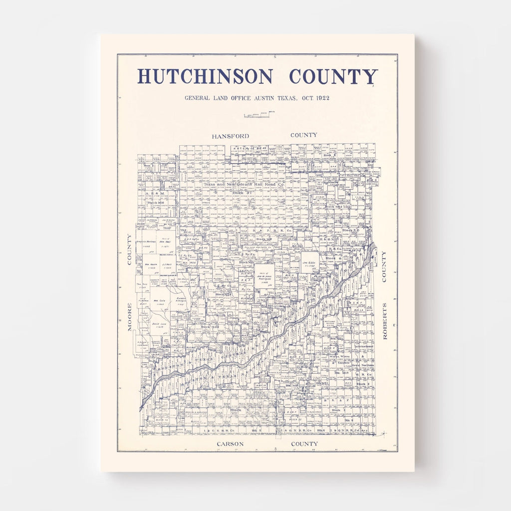 Vintage Map of Hutchinson County, Texas 1922