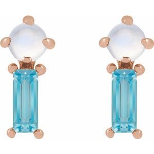 14K Rose Gold Natural Turquoise & Natural Citrine Earrings – image 3