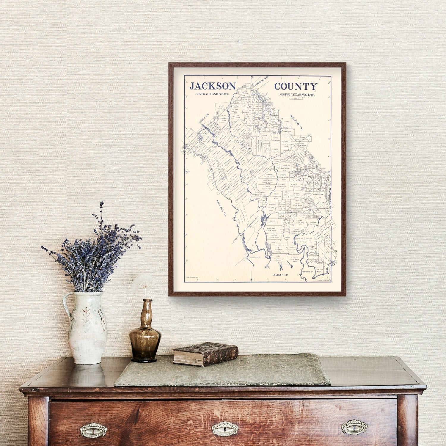 Vintage Map of Jackson County, Texas 1920