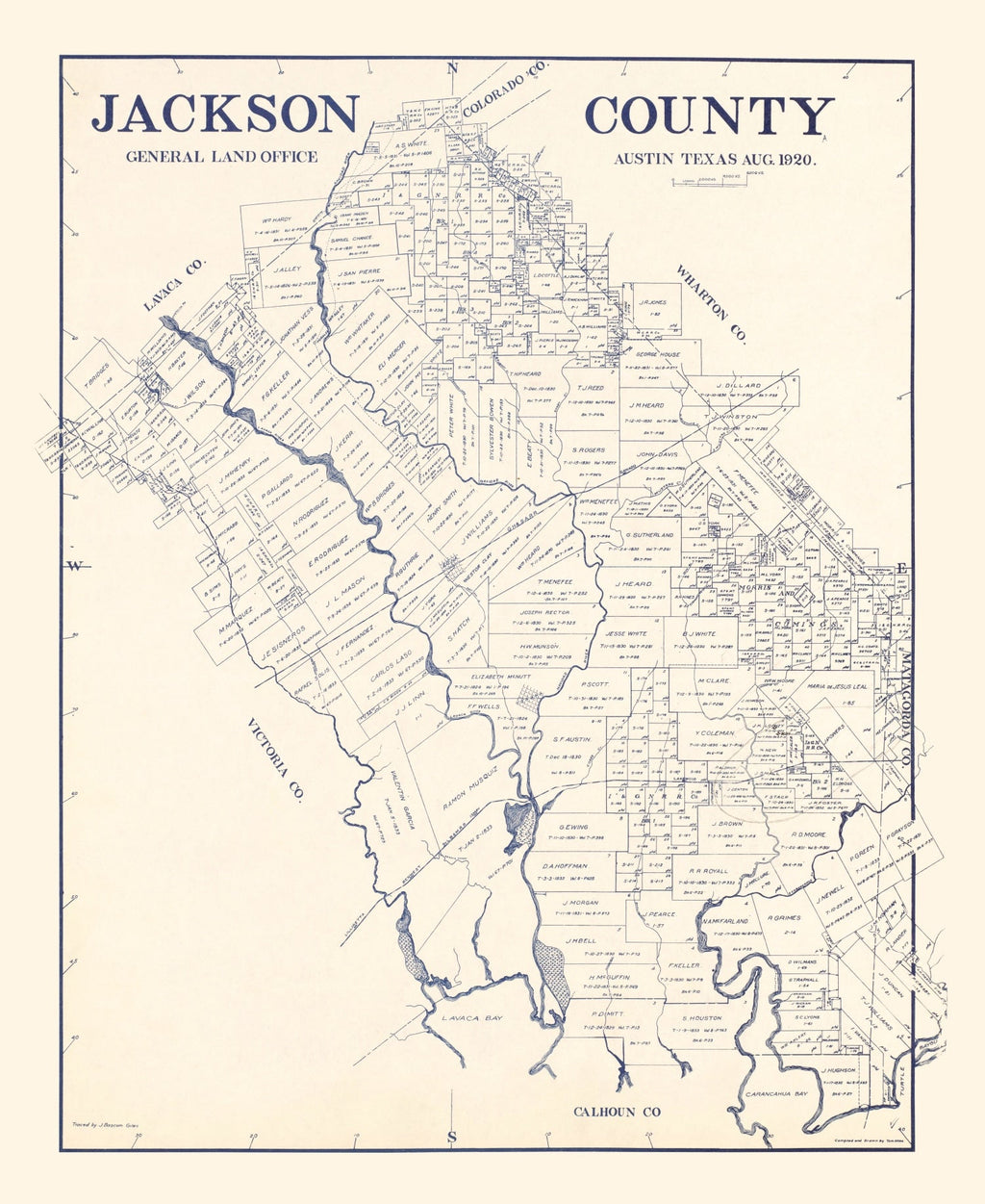 Vintage Map of Jackson County, Texas 1920