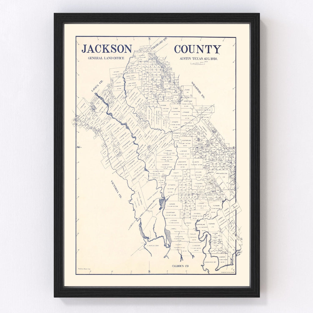 Vintage Map of Jackson County, Texas 1920