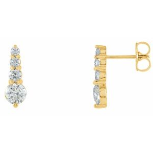 18K Yellow Gold 1/2 CTW Natural Diamond Graduated Earring